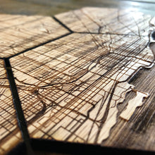 Load image into Gallery viewer, Chicago City Map Coasters - Oak - Set of 4