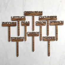 Load image into Gallery viewer, Vegetable Garden Plant Marker Set of 10 - With sun and soil reminders