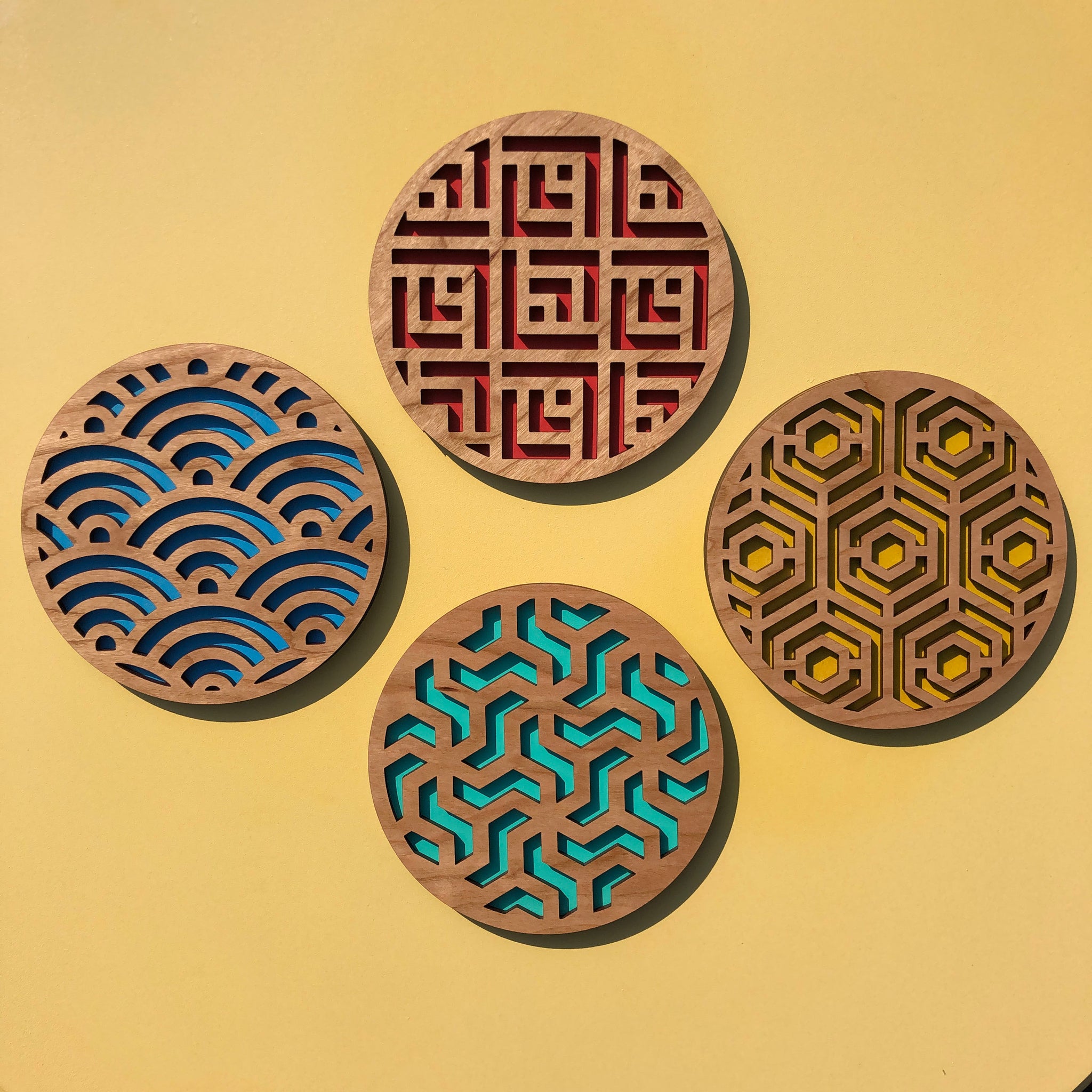 Geometry Design Coaster Geometric Wooden Coasters – Drinking Modern